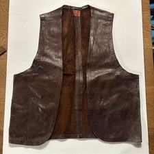 Vintage 1970  s Full Leather Vest 40 Brown, Western, Hippie, Boho, Biker, Medium