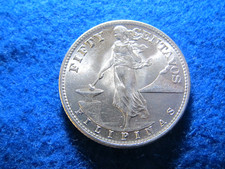 1945 U S Philippines Silver 50 Centavos - Bright Uncirculated