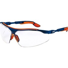 uvex i-vo Safety Spectacles - Blue/Orange Frames - Clear Lens
