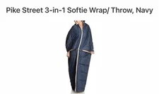 Pike Street 3 in 1 Softie Wrap Throw Blanket 62" x 68” Navy & Beige