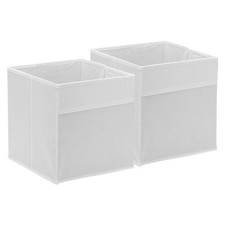 2Pcs Boîtes Tissu 11" Cube Rangement pour Étagère Placard, White