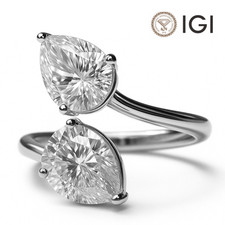 IGI 2.00 CT E VVS2 Pear Cut Lab Grown Diamond Engagement Ring Platinum 900