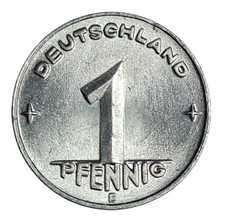 DDR KURSMÜNZE 1 PFENNIG 1950 E ST UNC. ERHALTUNG ! ALU