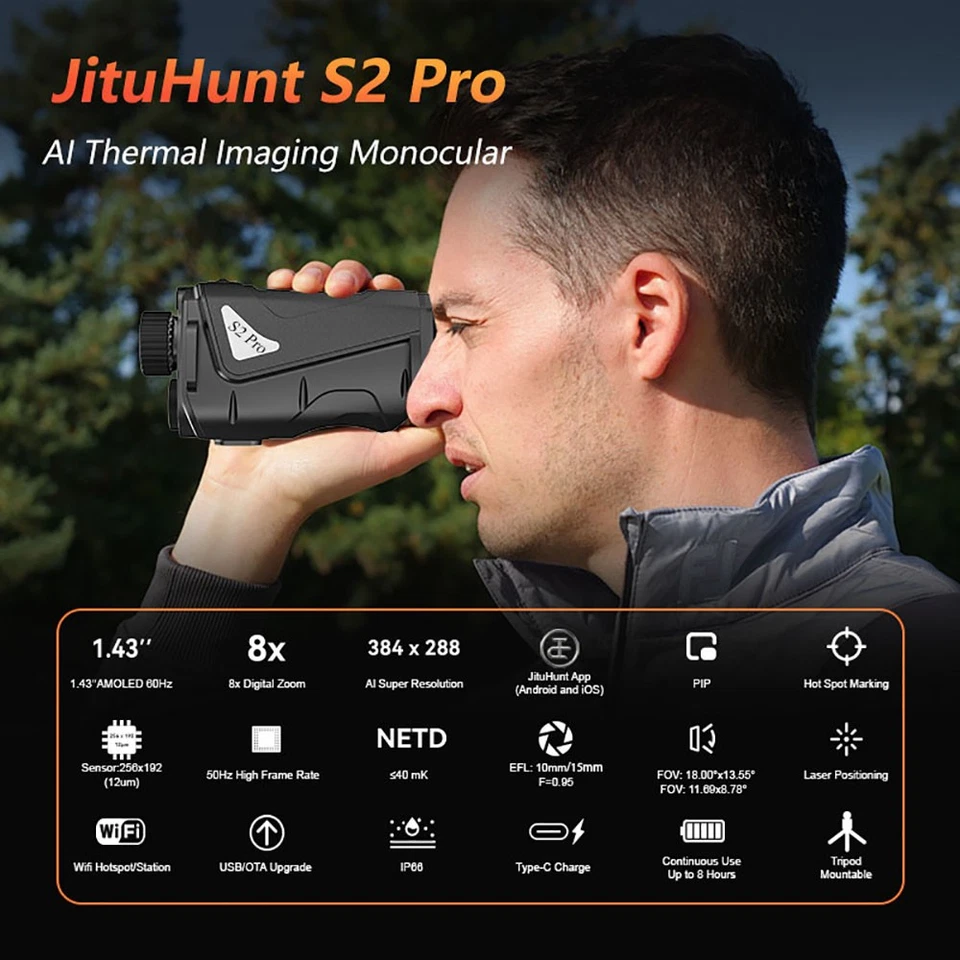 S2 PRO AI 384x288 Thermal Monocular Pocket Portable Thermal Scope for Hunting - Image 2 of 4