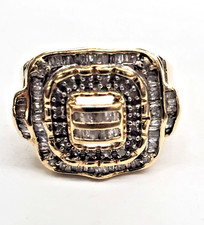 10K Yellow Gold Men's Baguette  Round Natural Diamond Ring -size 9 7.3 grams 