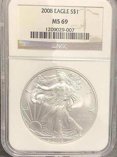 2008 1oz .999 Fine American Silver Eagle ASE - NGC MS69