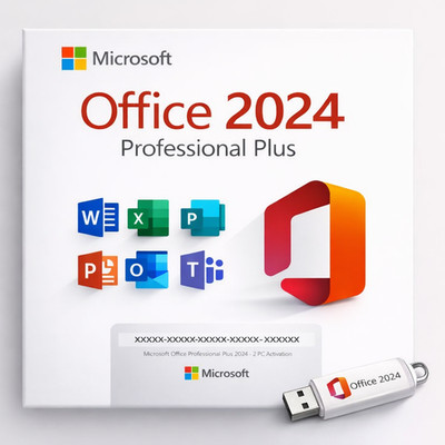 Microsoft Office 2024 - Pro Plus Window 10 & 11 USB Drive - Lifetime 2 Users PC