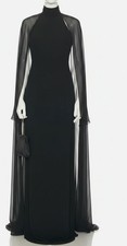 Lauren Ralph Lauren Women's Black Tilly Cape-Sleeve Jersey Backless Dress Sz 6