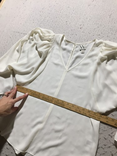 Worthington Blouse Womens S Small Ivory V Neck 3/4 Sleeve Light Airy - Bild 7 von 9