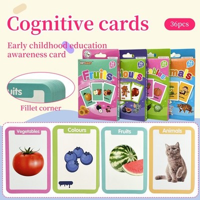 Toddler 4 Theme Educational Flashcards Baby Early English Enlightenment Card Set
