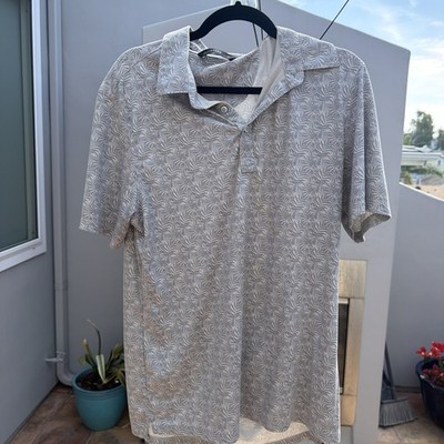 7 Diamonds Shirt Palm Tree Print Mens Medium Short Sleeve Polo
