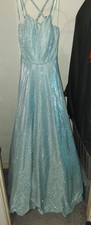 Crystal Doll Light Blue Glitter Gown Backless V-Neck Size 5