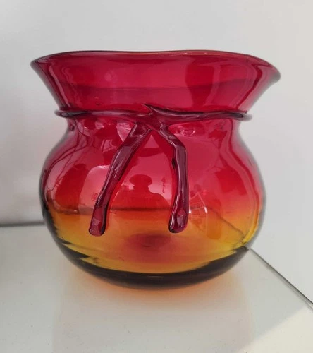 Blenko 7839 Tangerine Color 6" Tall Vase from Handtied Glass Collection