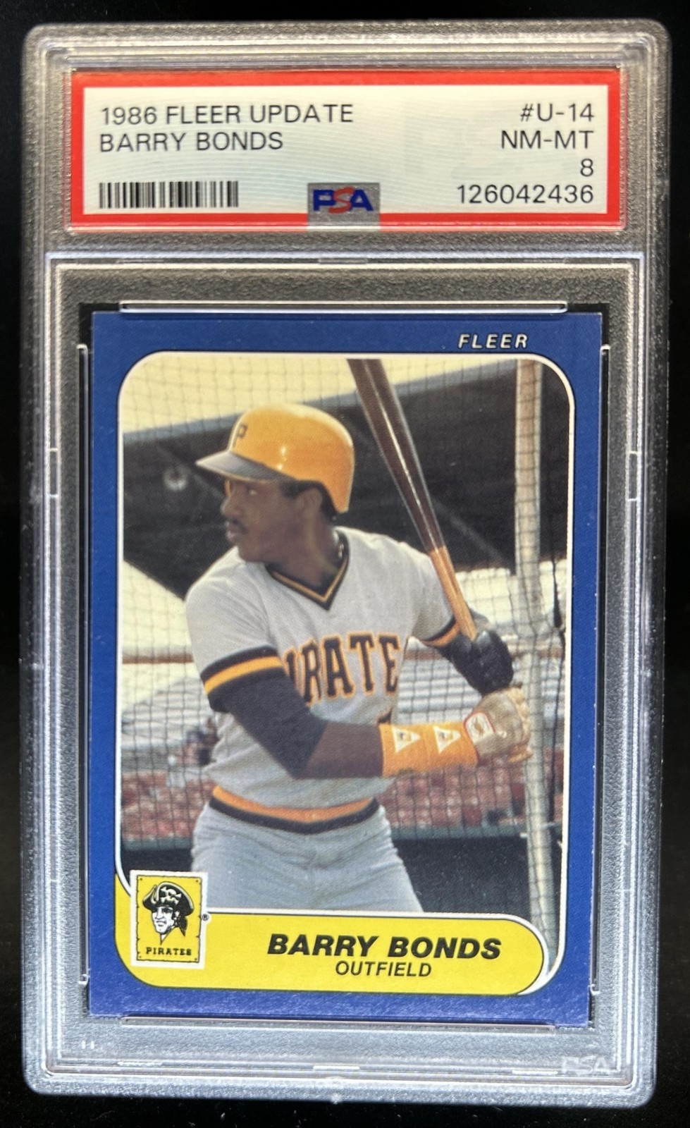 1986 Fleer Update Barry Bonds Rookie RC #U-14 Pirates PSA 8