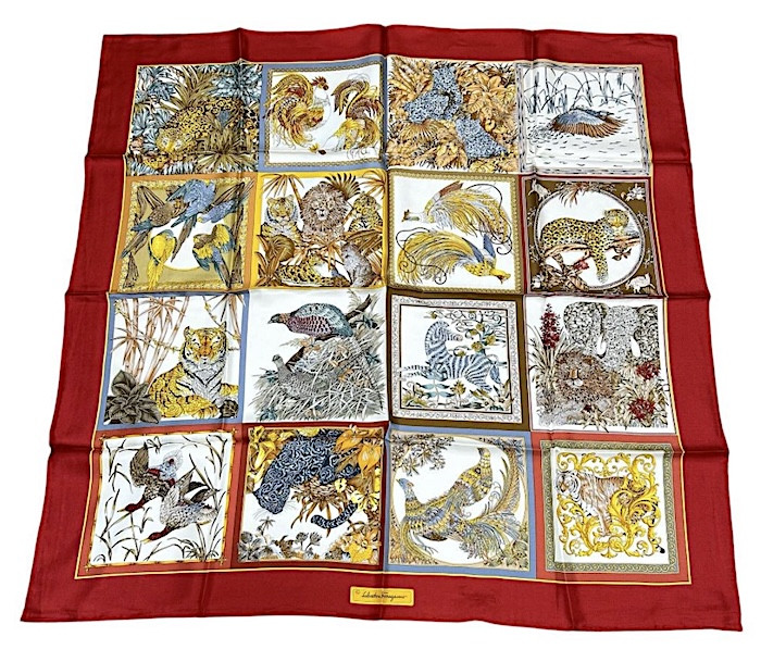 Salvatore Ferragamo ヒョウデザイン ストール 未開封 SALVATORE FERRAGAMO Scarf Stole Animal Leopard Tiger Zebra Silk