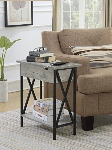 CONVENIENCE CONCEPTS TUCSON ELECTRIC FLIP TOP END TABLE - BARNWOOD/BLACK - Image 3 of 4