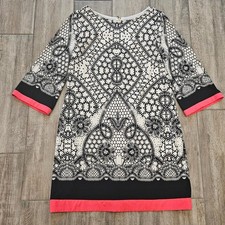 Eliza J Dress Womens Size 14 Long Sleeve Shift Lace Print Contrast Hem Career