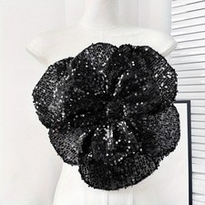3D Bling Sequin Flower Applique Big Floral Patch for Gown Wedding Dress Sewing