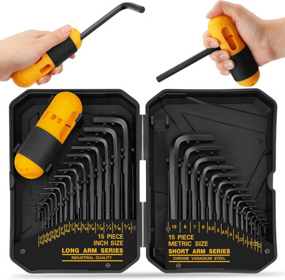 ELEAD 31-Piece Hex Key Set with Torque Handle, SAE & Metric Allen Wrenches - New