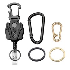 3 Pack Retractable Badge Reel, Metal Keychain, ID Badge Holder with 31.5" Steel