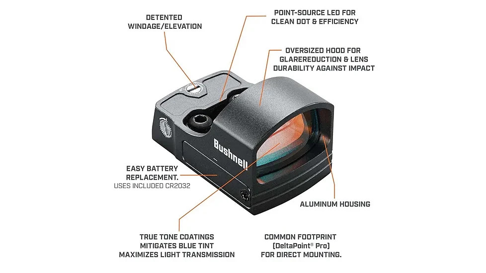 Bushnell RXS100 1x25mm 4 MOA Red Dot Reflex Sight w/Picatinny Mount ...