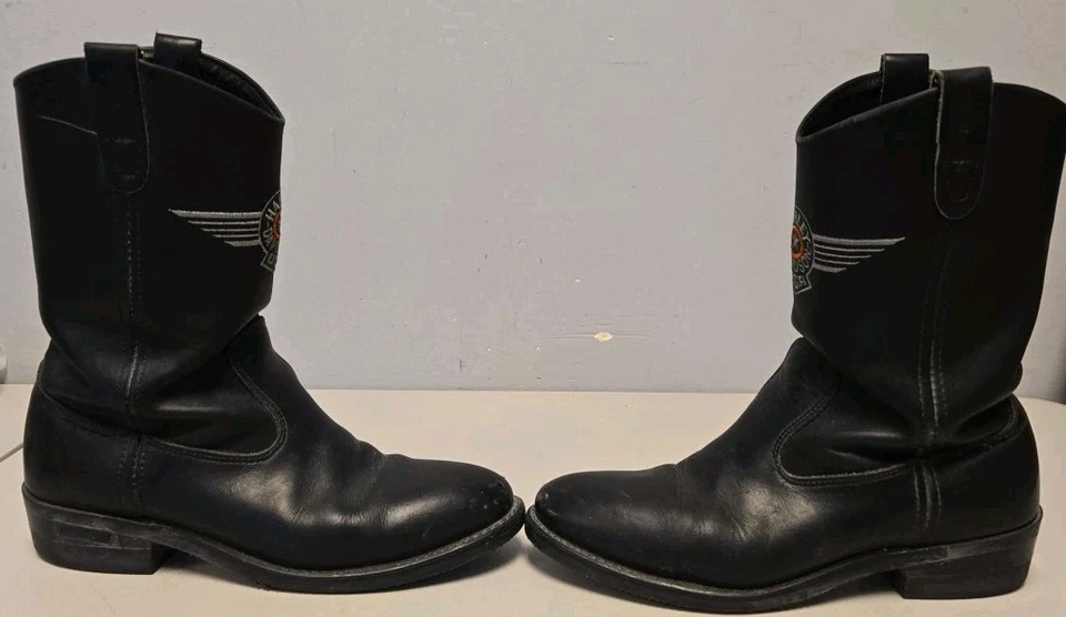 Vintage Harley Davidson Cowboy Western Boots mens 9.5 - Image 4 of 4