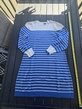 Talbots Light Blue Striped Sweater Dress Sz Large NWT
