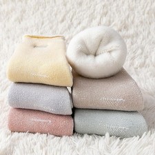 Thickened Fleece Lined Embroidered Letter Sweet Cuffed Moon Socks Winter Warm