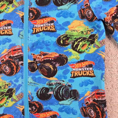 Posh Peanut Hot Wheels Monster Trucks Full Zip Up Hoodie 5T-6T Blue Unisex - Picture 3 of 8