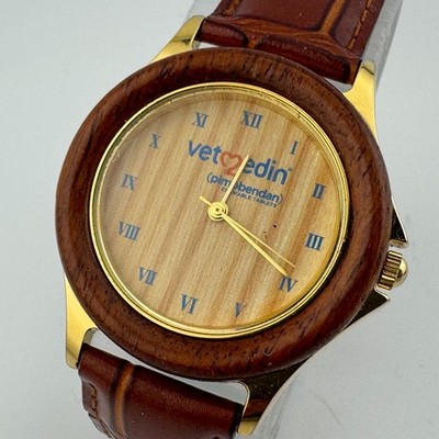 Vintage ESP Bienne Vetmedin Quartz Watch Unisex Gold Tone Leather New Battery