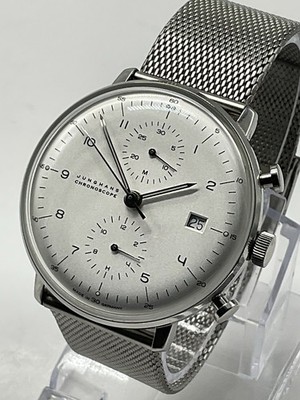 Junghans Max Bill Chronoscope 40mm White Dial Milanese Bracelet, Made In Germany