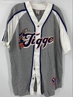 The Disney Store Mens Gray White Tigger Baseball Button Front Jersey Size Large