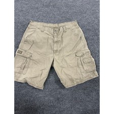 Wrangler Cargo Shorts Mens Size 38 Tan Khaki Cotton Relaxed Fit Utility Pockets
