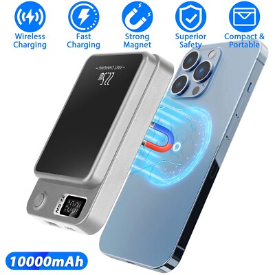 Magnetic Power Bank Portable 2 in 1 Charger Travel Battery Pack Slim Magsafe