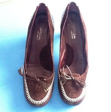 VIA SPIGA ITALY WOMENS SUEDE LEATHER BROWN PUMPS,CLASSIC HIGH HEELS-7,5