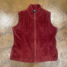 Woolrich Kinsdale Wide Wale Corduroy Vest Womens XL Red/Orange Full Zip Cotton