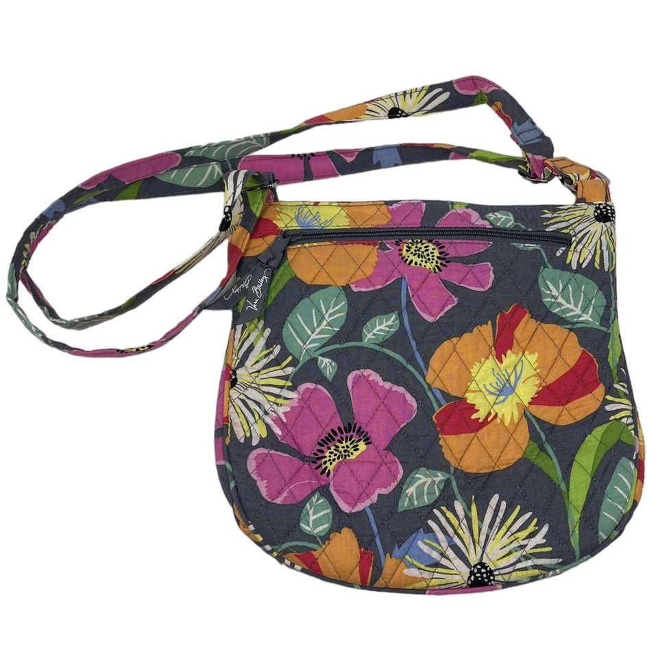 Bandolera Vera Bradley Pushlock estampado de flores de jazz retiradas Foto 4 de 4