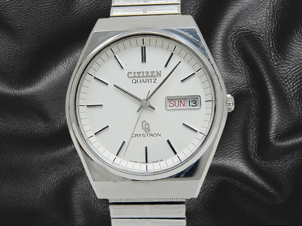 Citizen Crystron 4-730691K Vintage 1979 Day Date Quartz Mens