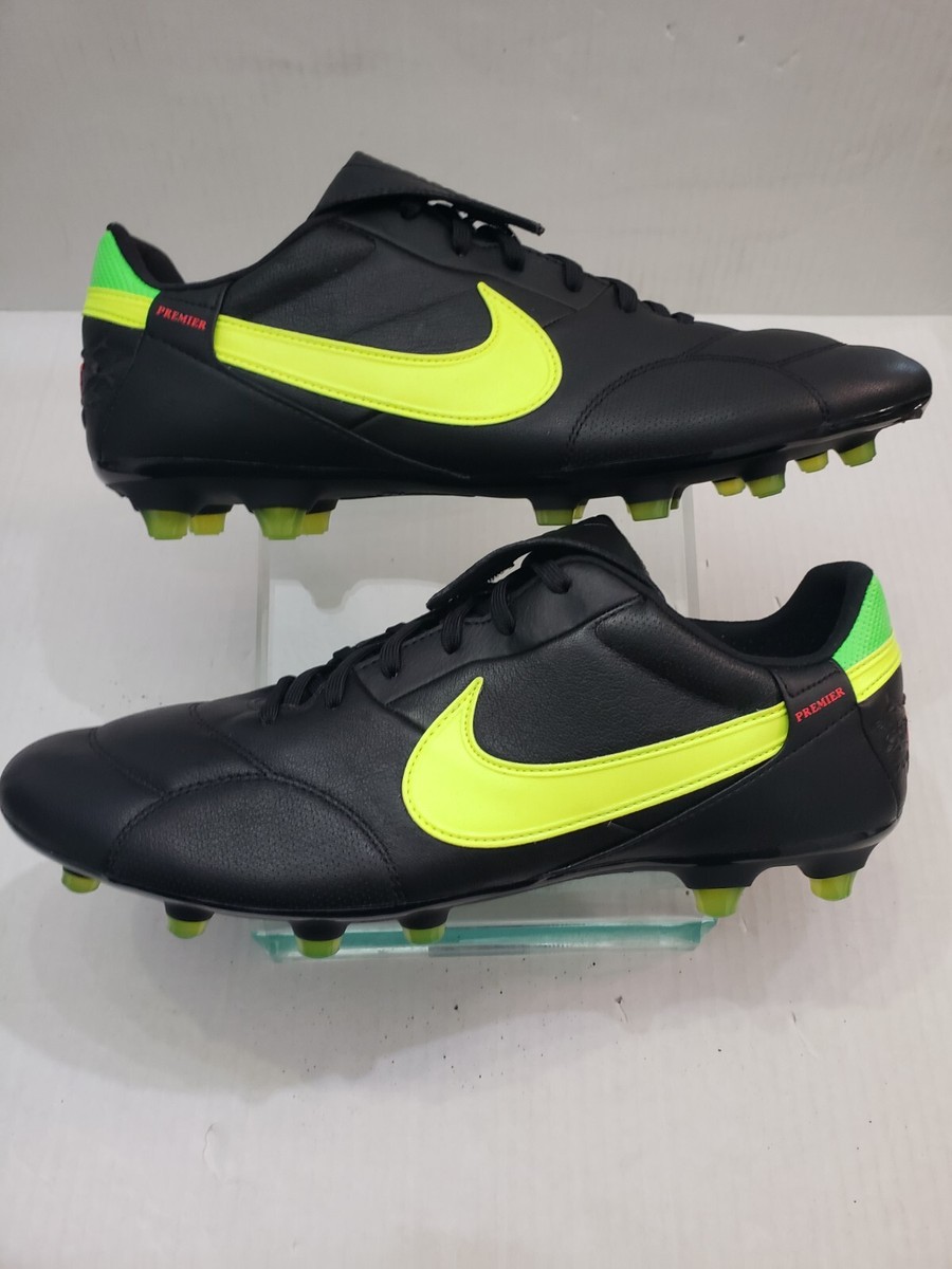 NEW Nike Premier 3 FG Leather Soccer Cleats Black/Volt
