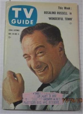 TV GUIDE NOV 29 1958 VICTOR BORGE ROSALIND RUSSELL ELLERY QUEEN TUESDAY WELD