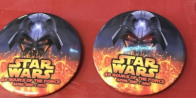 Star Wars 48 Hrs Of The Force April 2nd & 3rd Promo Button Pin Darth Vader  ( H