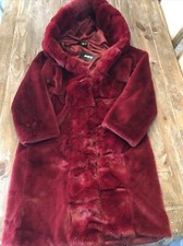 Fhillinuo Faux Fur Thick Hooded Coat Red Xxl