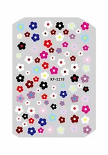 Nail Art 3D Stickers Design Decoration Tips Flowers White Black Red Pink XF3219