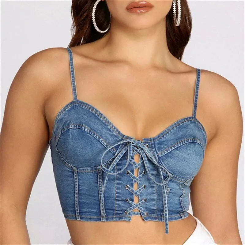 Cropped denim hotsell overall top