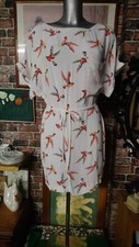 Zara Basic White Bird Print Oversize Dress Size UK8. Possibly Upto A Size UK14