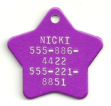 STAR Sheriff Police Law Badge K-9 Dog Pet ID Tag Personalized