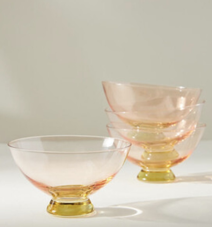 Anthropologie Ramona Pink Glass Bowl Set Of 4 New In Box Spring 💐 eBay