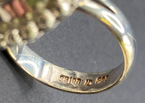 Anello Zebra Diaspro Taglio Cuscino Cristallo Argento Sterling Placcato Oro Timbrato Sejan - Foto 22 di 24