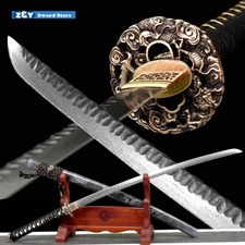 Damascus Folded Steel Dragon Katana Battle Ready Japan Samurai Sharp Sword