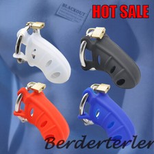 Male Soft Silicone Cage with Stainless Steel Adjustable Ring Chastity Device